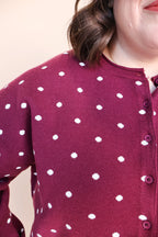 Mae Polka Dot Cardigan in Berry Red
