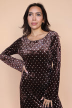 Serena Polka Dot Velvet Maxi in Brown