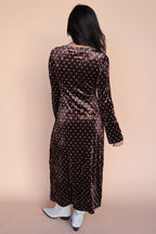 Serena Polka Dot Velvet Maxi in Brown
