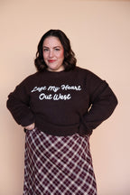 Left My Heart Out West Sweater in Chocolate Brown