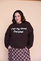 Left My Heart Out West Sweater in Chocolate Brown