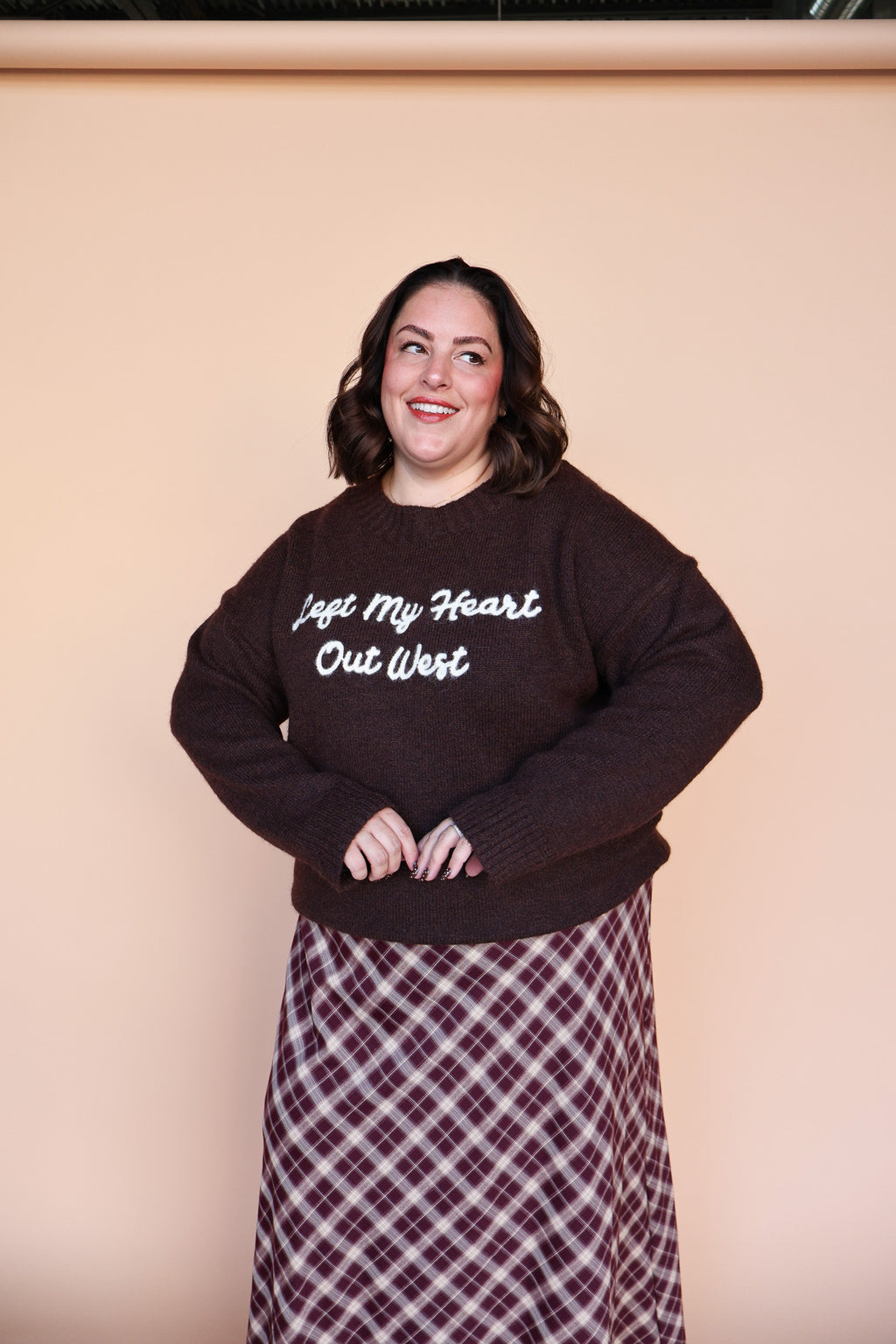 Left My Heart Out West Sweater in Chocolate Brown