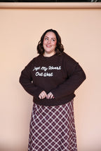 Left My Heart Out West Sweater in Chocolate Brown