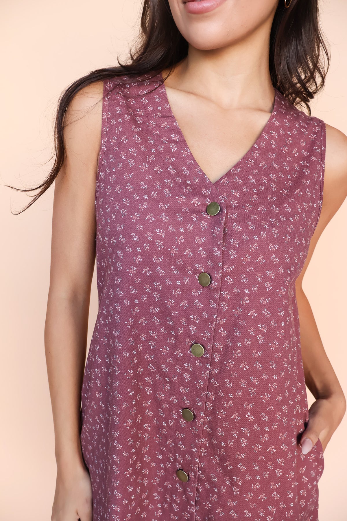 Berry Floral Shift Dress in Marsala