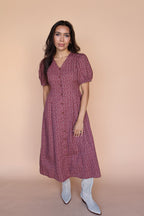 Berry Floral Dress in Marsala