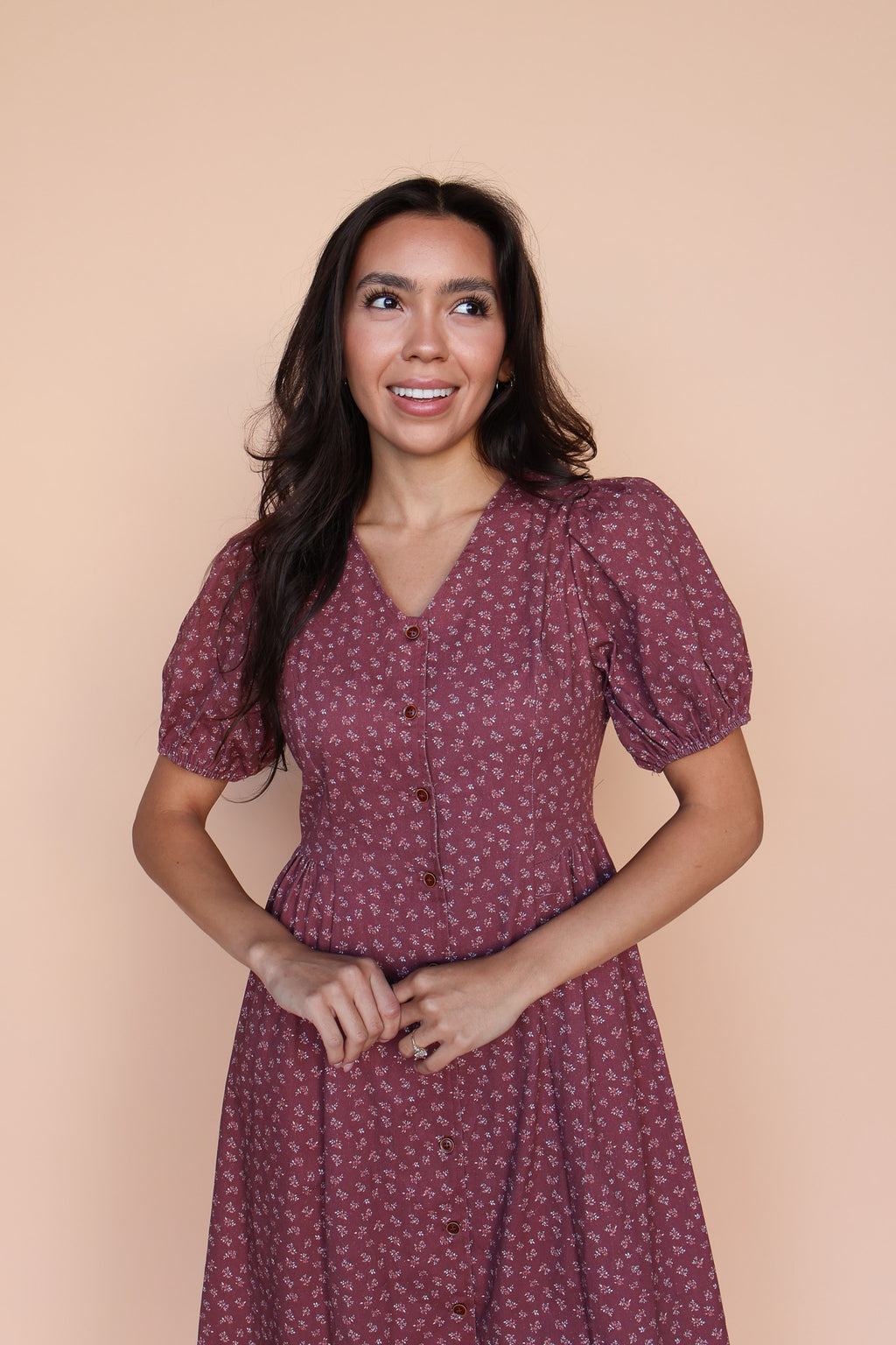 Berry Floral Dress in Marsala