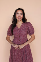 Berry Floral Dress in Marsala
