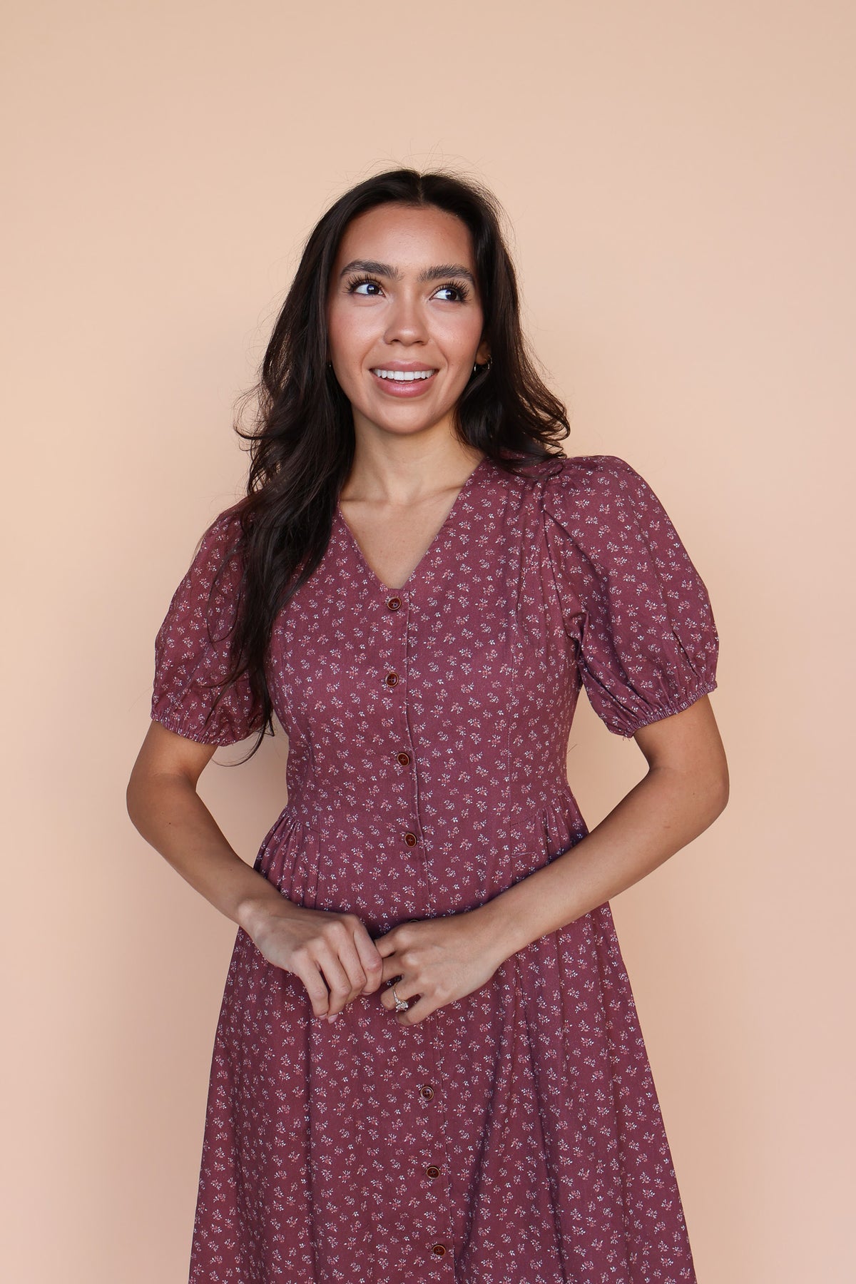 Berry Floral Dress in Marsala