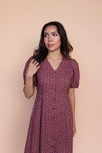 Berry Floral Dress in Marsala