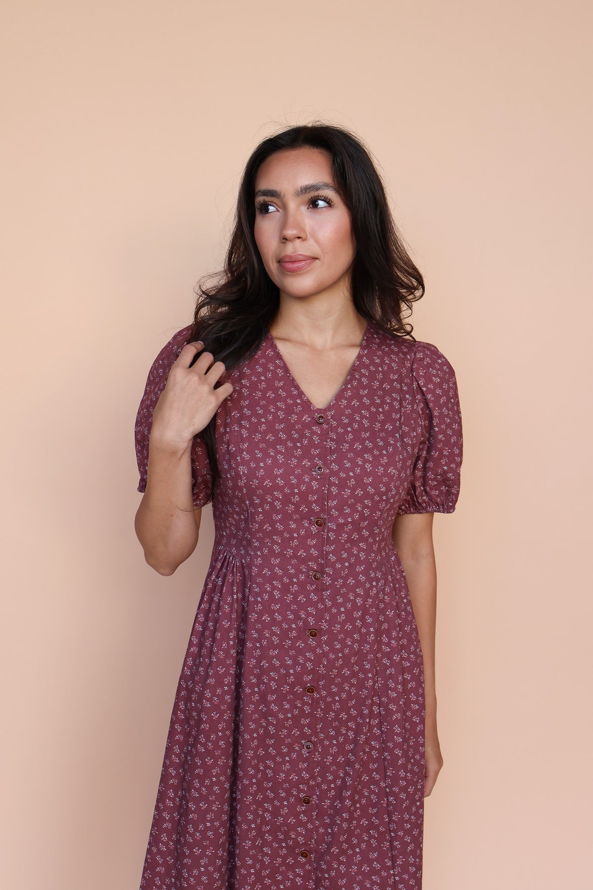 Berry Floral Dress in Marsala