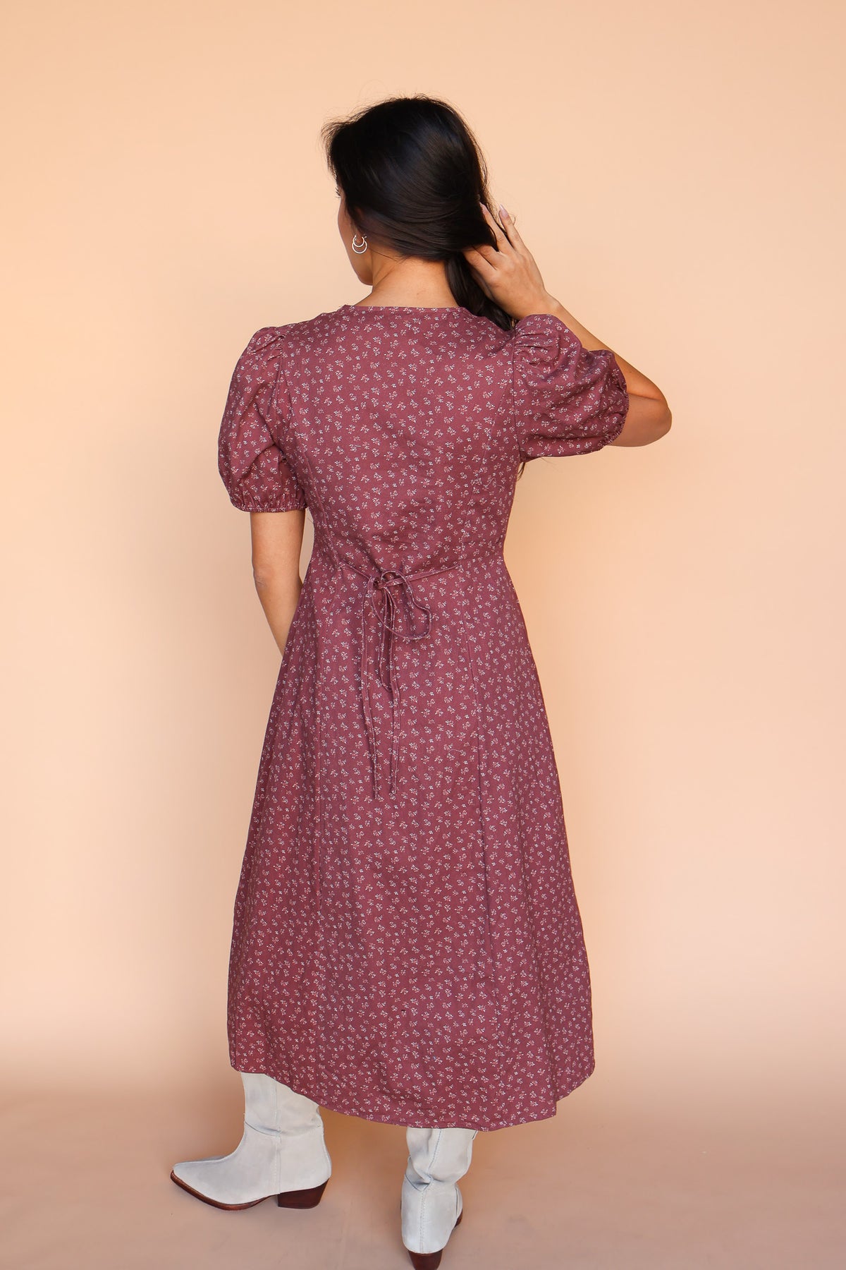Berry Floral Dress in Marsala