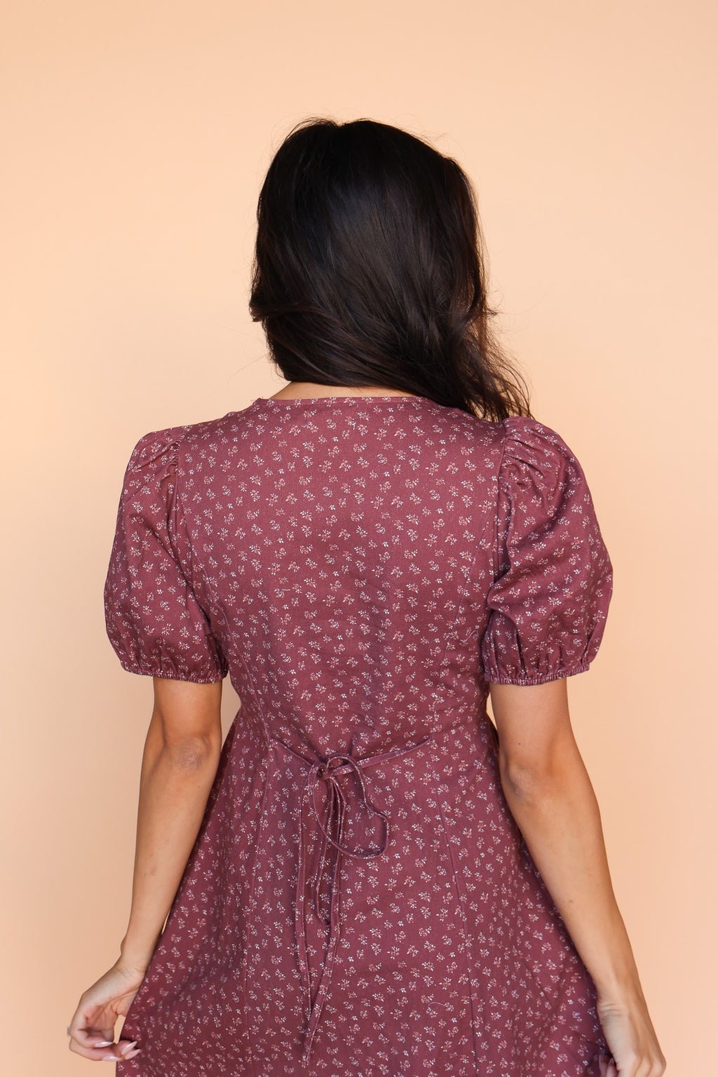 Berry Floral Dress in Marsala
