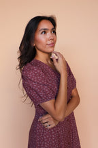 Berry Floral Dress in Marsala