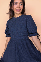 Sutton Gingham Dress in Navy
