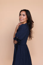 Sutton Gingham Dress in Navy