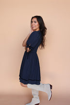 Sutton Gingham Dress in Navy