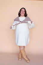 Sloane Layered Sweater Knit Dress in Cream