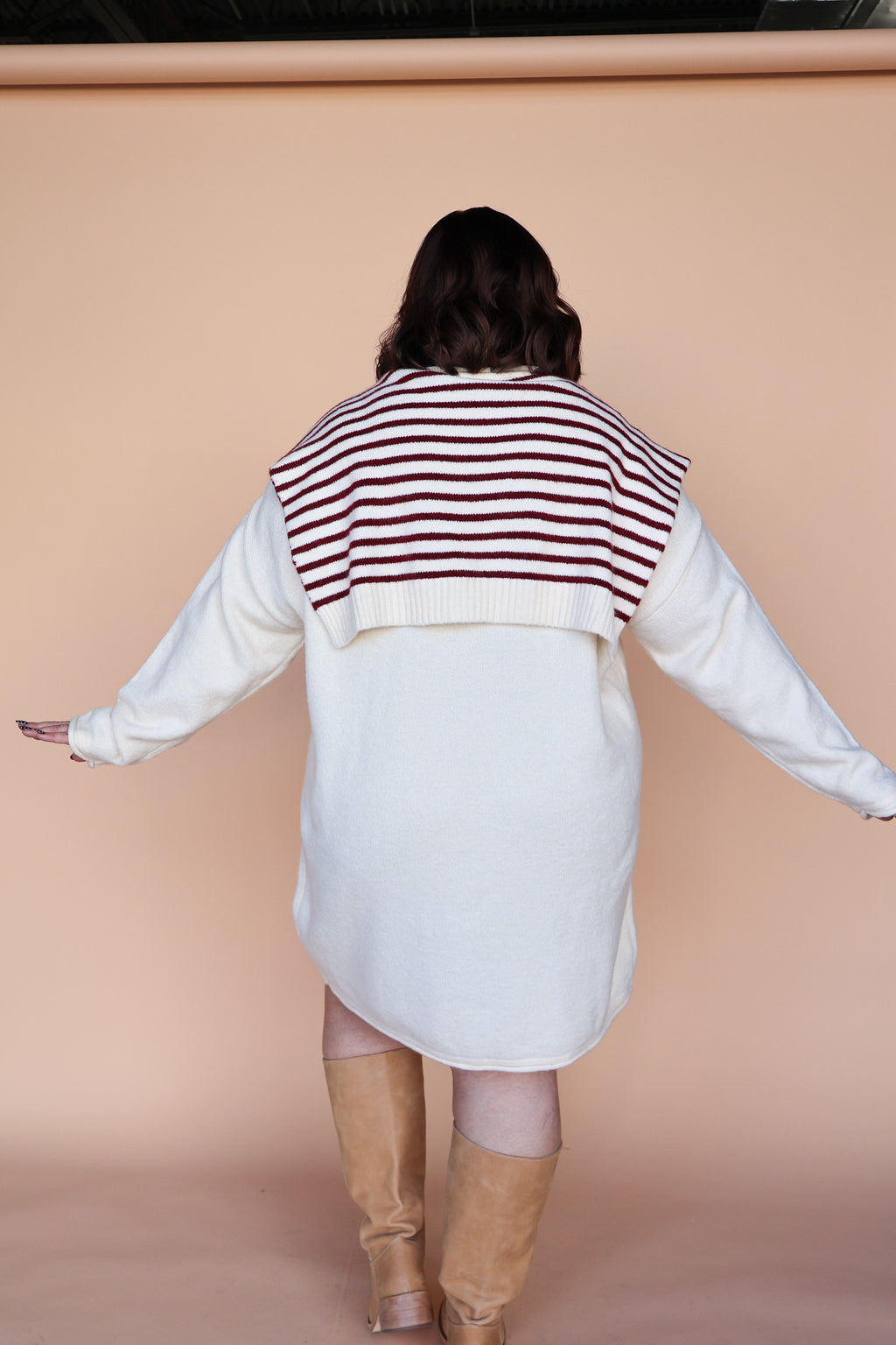 Sloane Layered Sweater Knit Dress in Cream