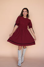 Sutton Gingham Dress in Berry Red