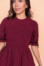 Sutton Gingham Dress in Berry Red