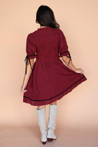 Sutton Gingham Dress in Berry Red