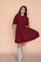Sutton Gingham Dress in Berry Red