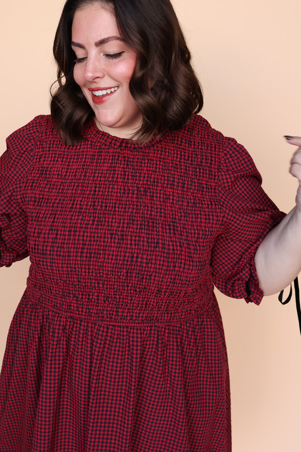 Sutton Gingham Dress in Berry Red