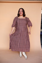 Bria Plaid Midi in Marsala