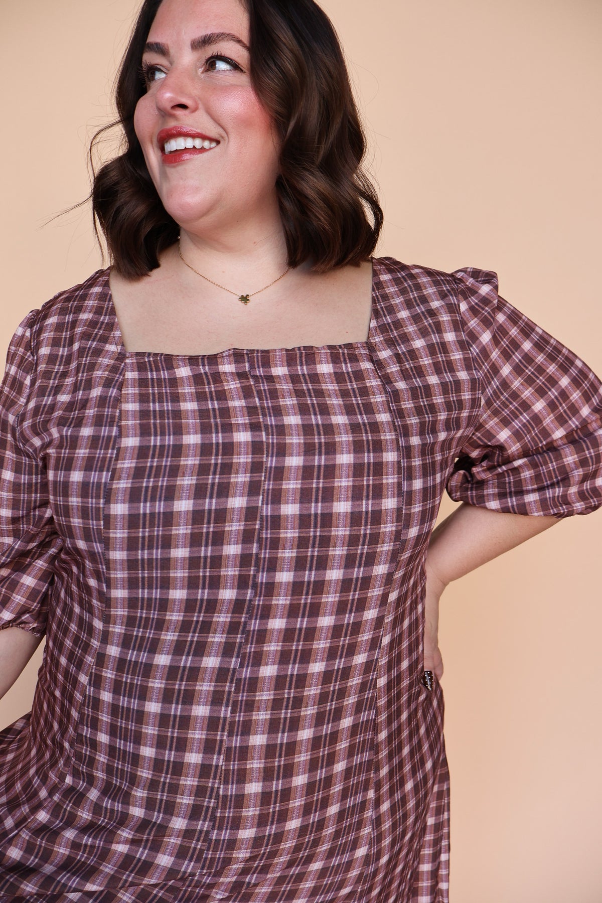 Bria Plaid Midi in Marsala