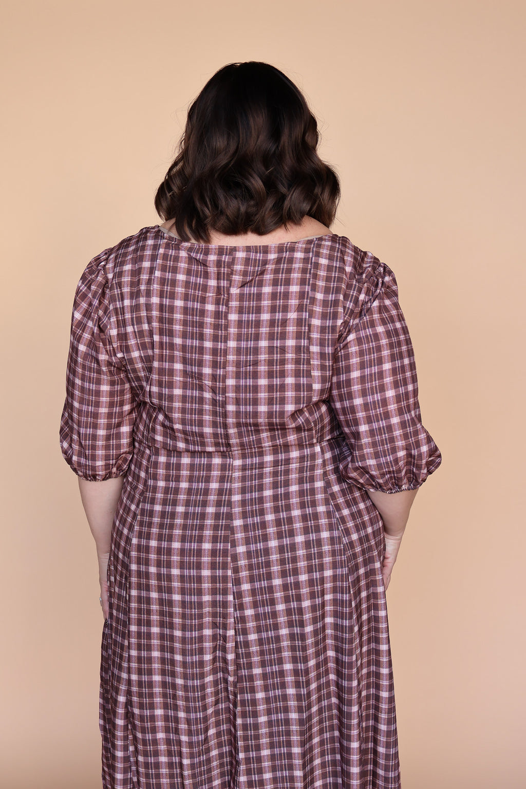 Bria Plaid Midi in Marsala