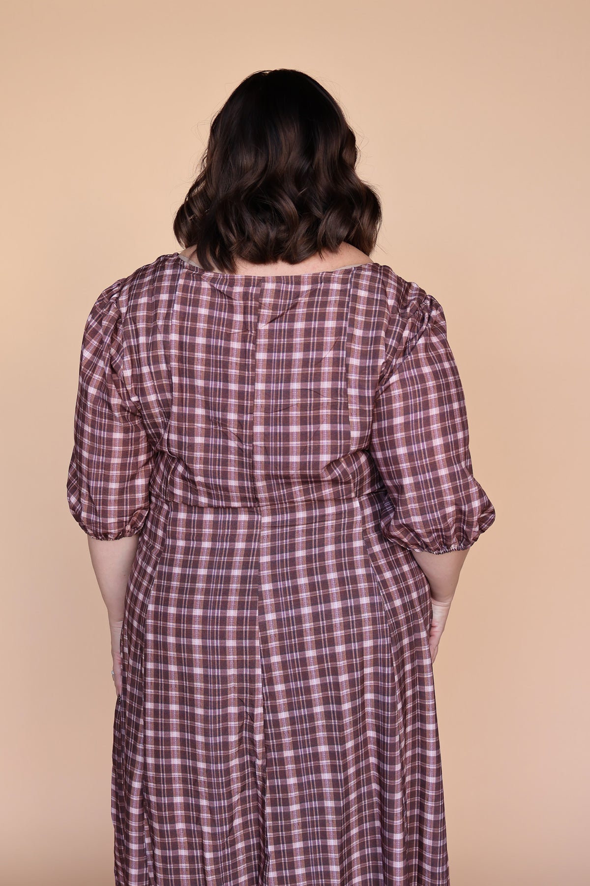 Bria Plaid Midi in Marsala