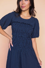 Sutton Gingham Smocked Maxi in Navy
