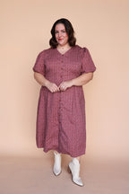 Berry Floral Dress in Marsala