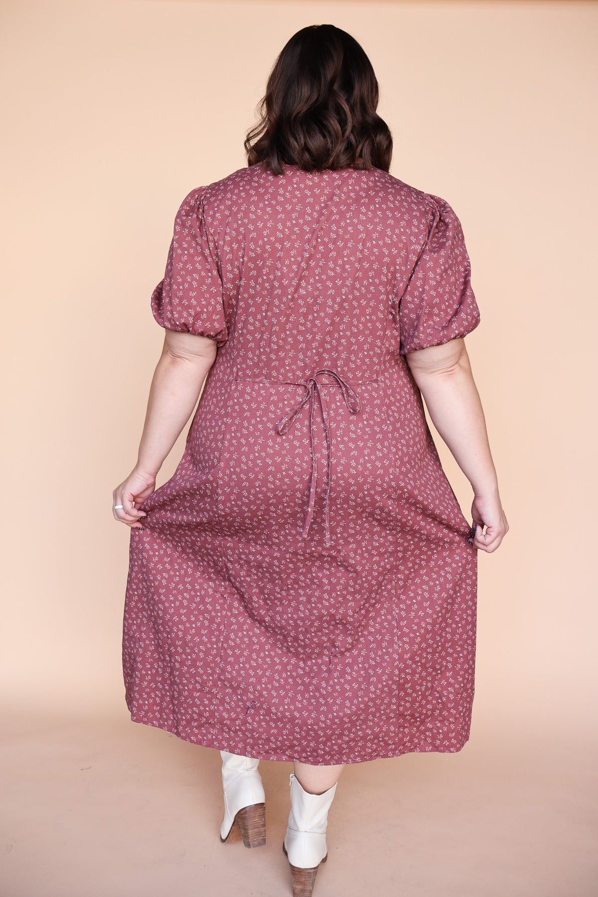 Berry Floral Dress in Marsala