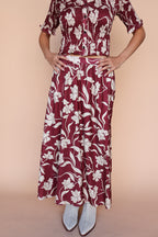Everly Floral Skirt in Red
