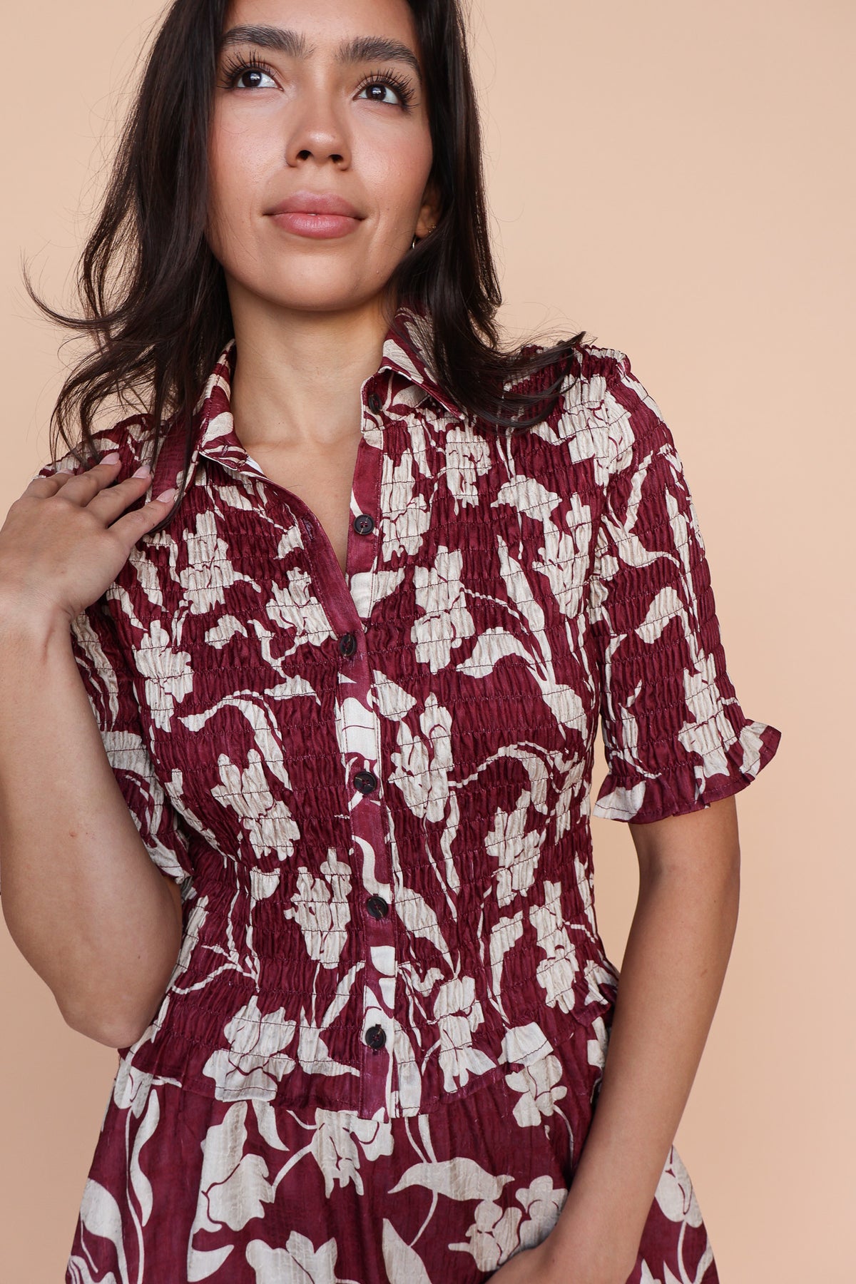 Everly Floral Blouse in Red Main image