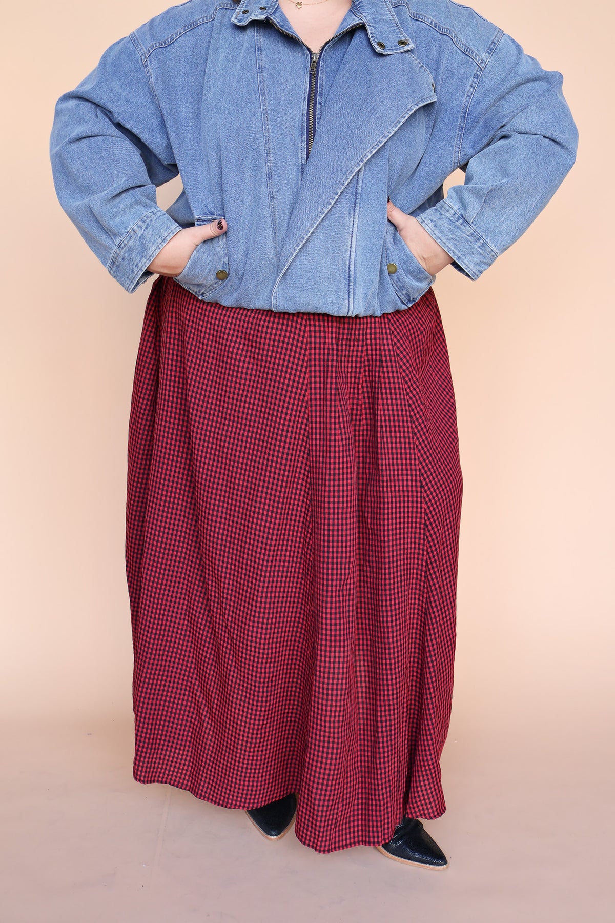 Sutton Gingham Skirt in Berry Red Main image