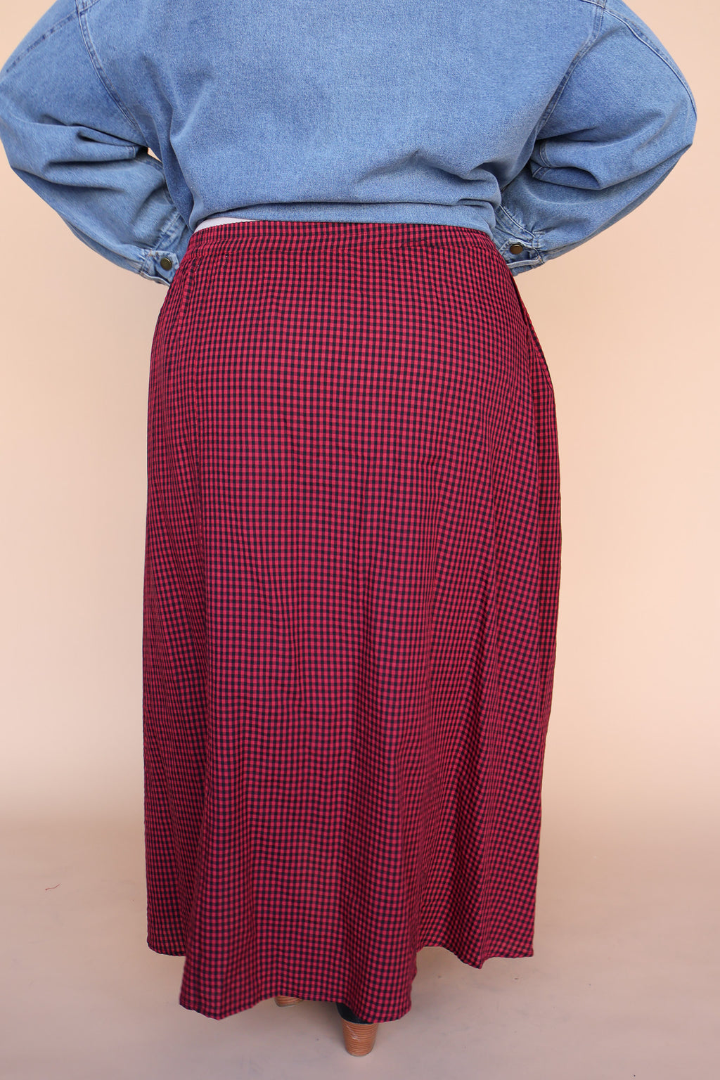 Sutton Gingham Skirt in Berry Red
