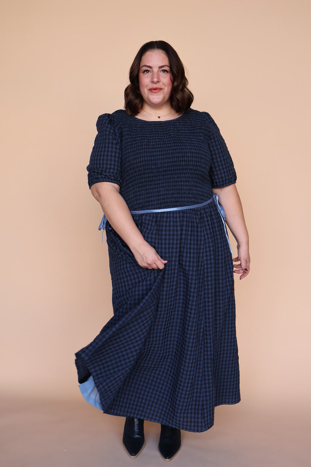 Lainey Gingham Maxi in Navy