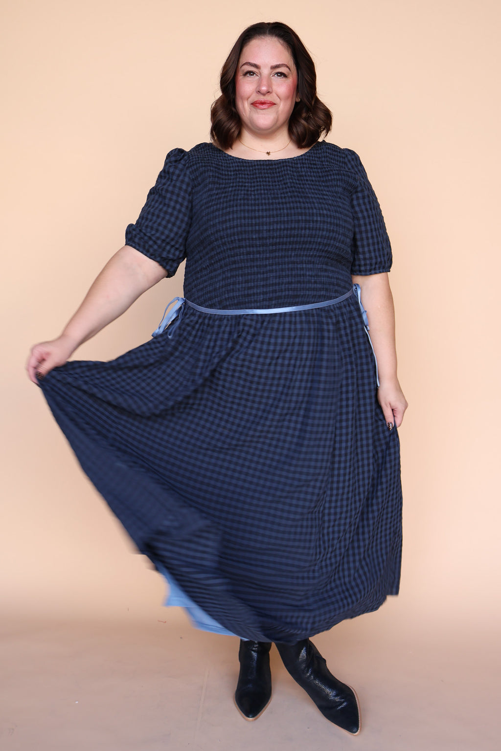 Lainey Gingham Maxi in Navy