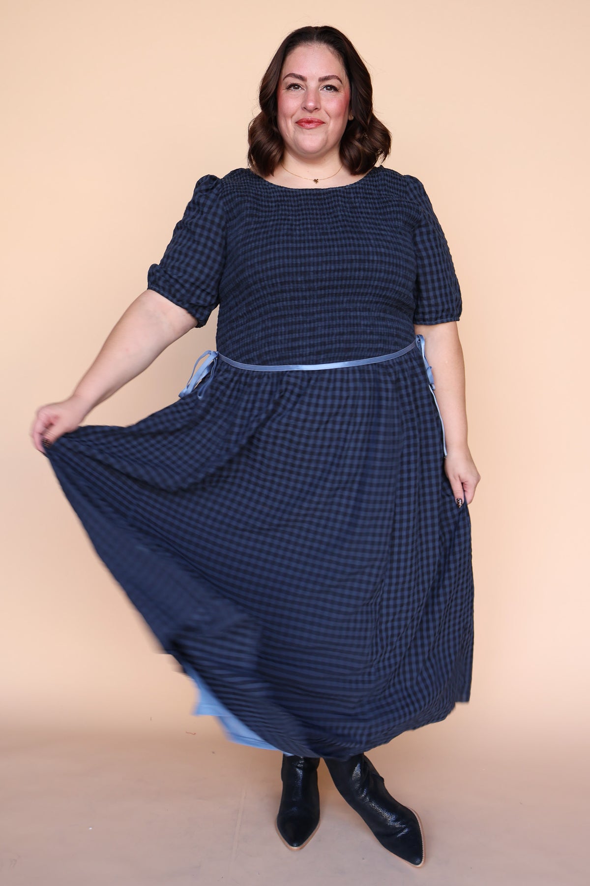 Lainey Gingham Maxi in Navy
