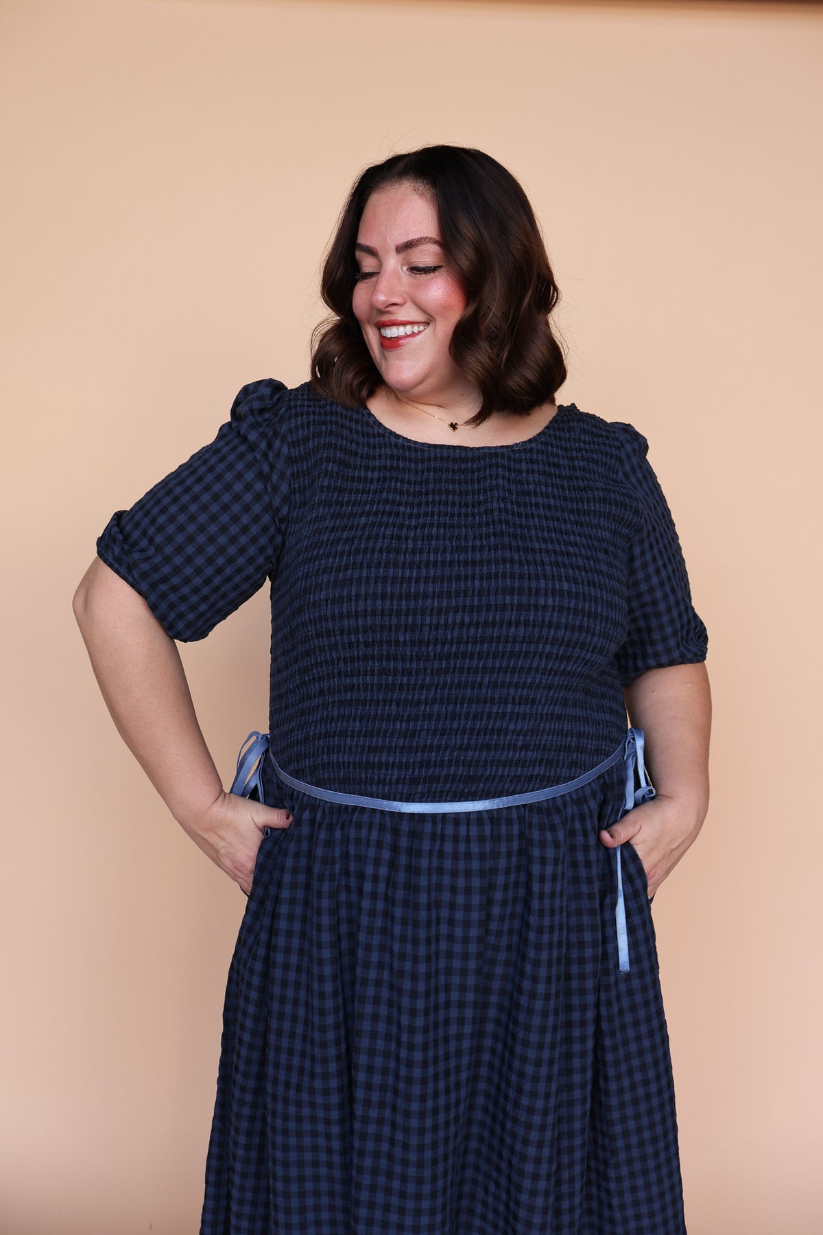 Lainey Gingham Maxi in Navy