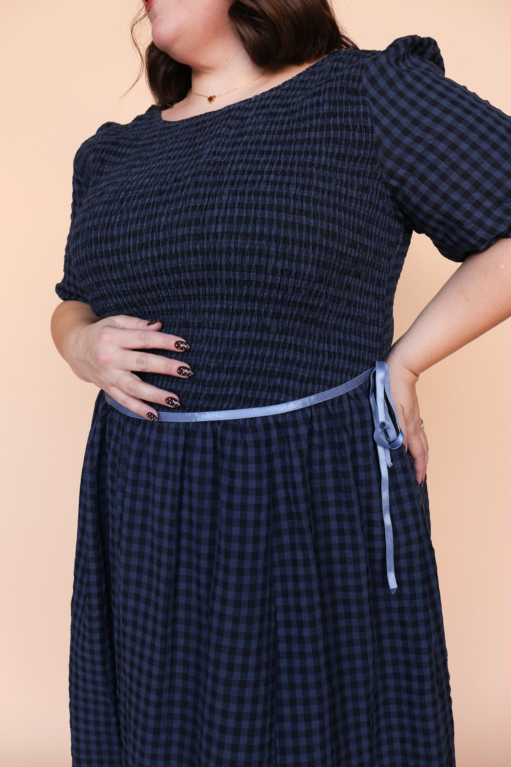 Lainey Gingham Maxi in Navy