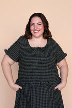 Hattie Gingham Blouse in Dark Olive
