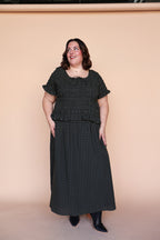Hattie Gingham Blouse in Dark Olive