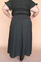 Hattie Gingham Skirt in Dark Olive