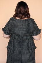 Hattie Gingham Blouse in Dark Olive