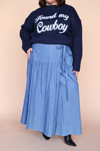 Polka Dot Chambray Faux Wrap Skirt