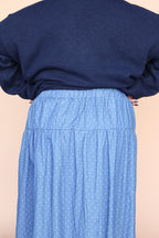Polka Dot Chambray Faux Wrap Skirt