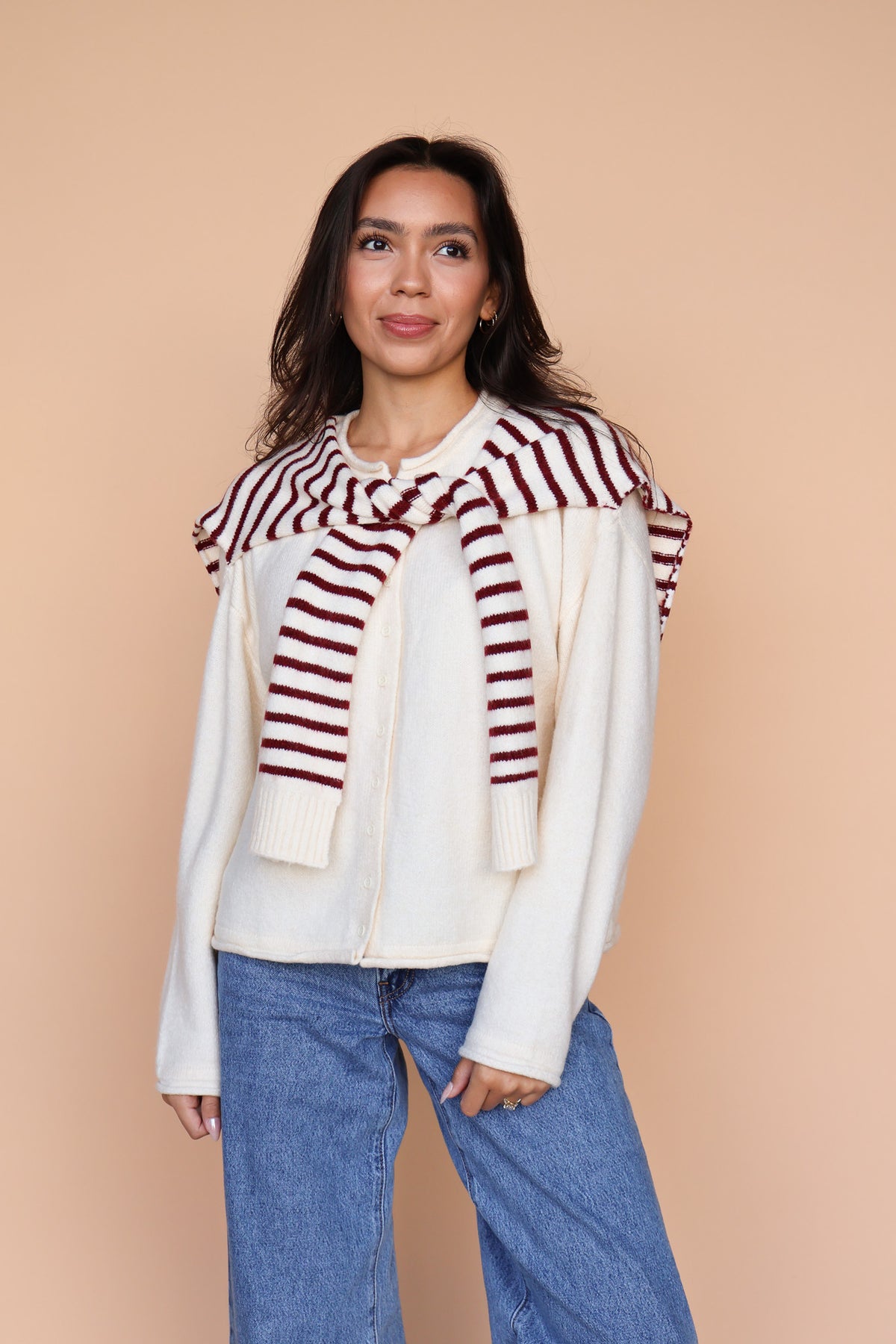 Sloane Layered Cardigan in Cream